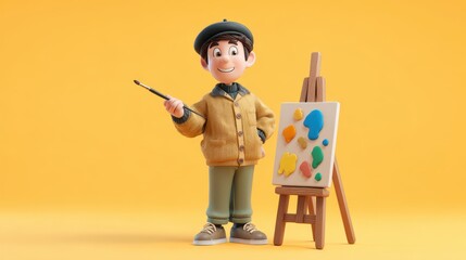 3D illustration of children learning and studying together