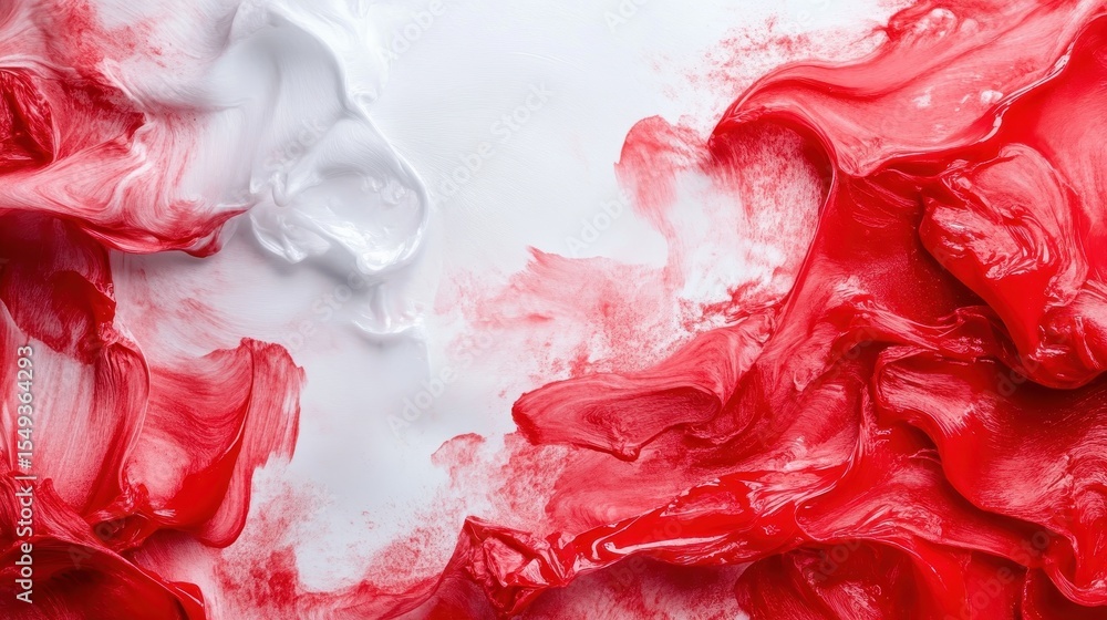 Aufkleber a captivating abstract composition of swirling red and white paint, creating dynamic movement and de