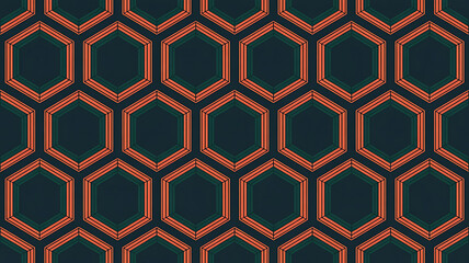 Obraz premium Geometric hexagons in dark navy and rust. Repeating pattern. 