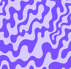 Abstract wavy retro groovy seamless pattern. Vector background with psychedelic dynamic liquid shapes in 1970s hippie style