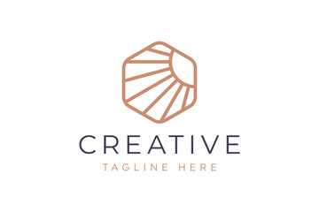 Hexagonal sun light logo vector image