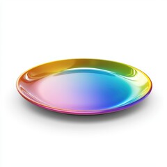 Large glossy serving platter in a gradient rainbow finish, isolated on white