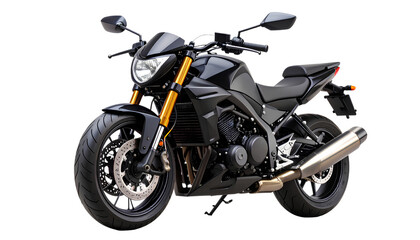 Obraz premium Black Power Motorcycle Front View, Transparent Background PNG