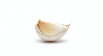 A single clove of garlic isolated on a clean, white background view