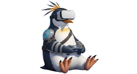 Isolated Penguin with VR Headset