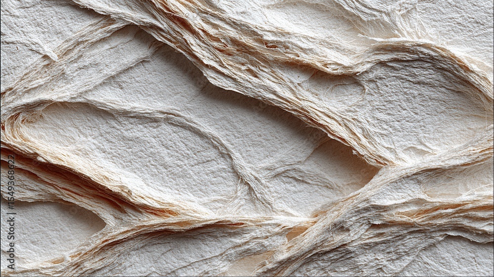 Aufkleber Abstract beige paper layers creating an undulating surface with organic texture, illuminated from within and showing depth of field