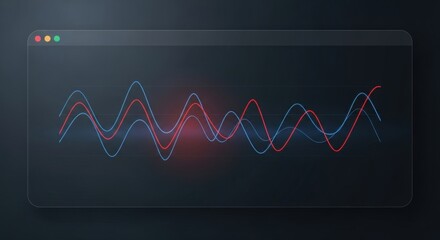 Digital stock market graph with fluctuating lines. Financial data visualization on a screen. Online investment analysis and trading concept.