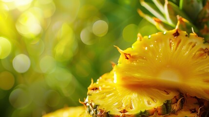 Fresh pineapple on a bright colorful background, tropical exotic fruit.