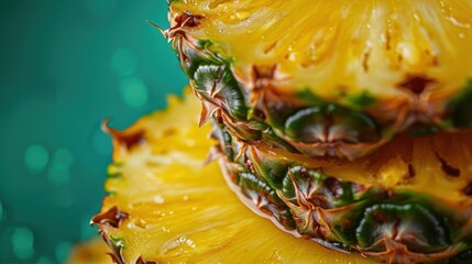 Fresh pineapple on a bright colorful background, tropical exotic fruit.