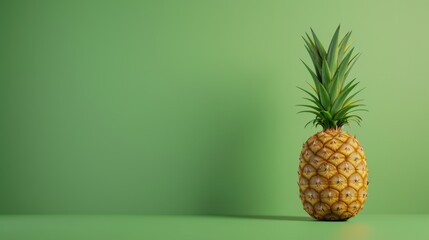 Fresh pineapple on a bright colorful background, tropical exotic fruit.