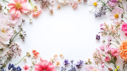 Floral border on white background