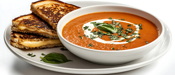 Creamy Tomato Soup with Grilled Cheese Sandwich