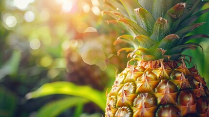 Fresh pineapple on a bright colorful background, tropical exotic fruit.