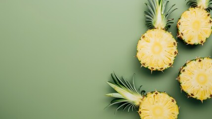 Fresh pineapple on a bright colorful background, tropical exotic fruit.