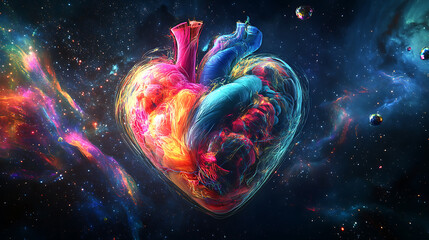 Cosmic Heart: A Fusion of Anatomy and Galaxy