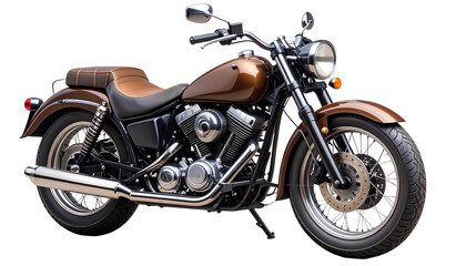 Fototapeta premium Classic Brown Cruiser Bike Isolated Motorcycle PNG on Transparent Background PNG