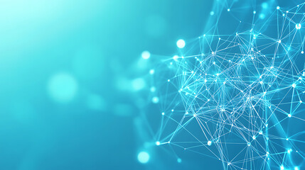 Abstract Blue Network with Connected Nodes and Lines