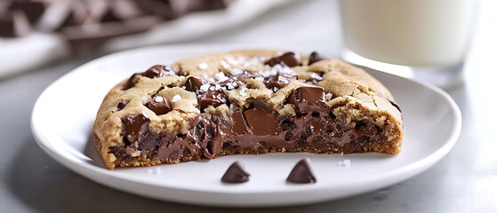Decadent Chocolate Chip Cookie Pie Slice with Melty Chocolate and Sea Salt