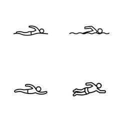 Four Simple Line Drawings of People Swimming Different Strokes Freestyle Backstroke Breaststroke Butterfly