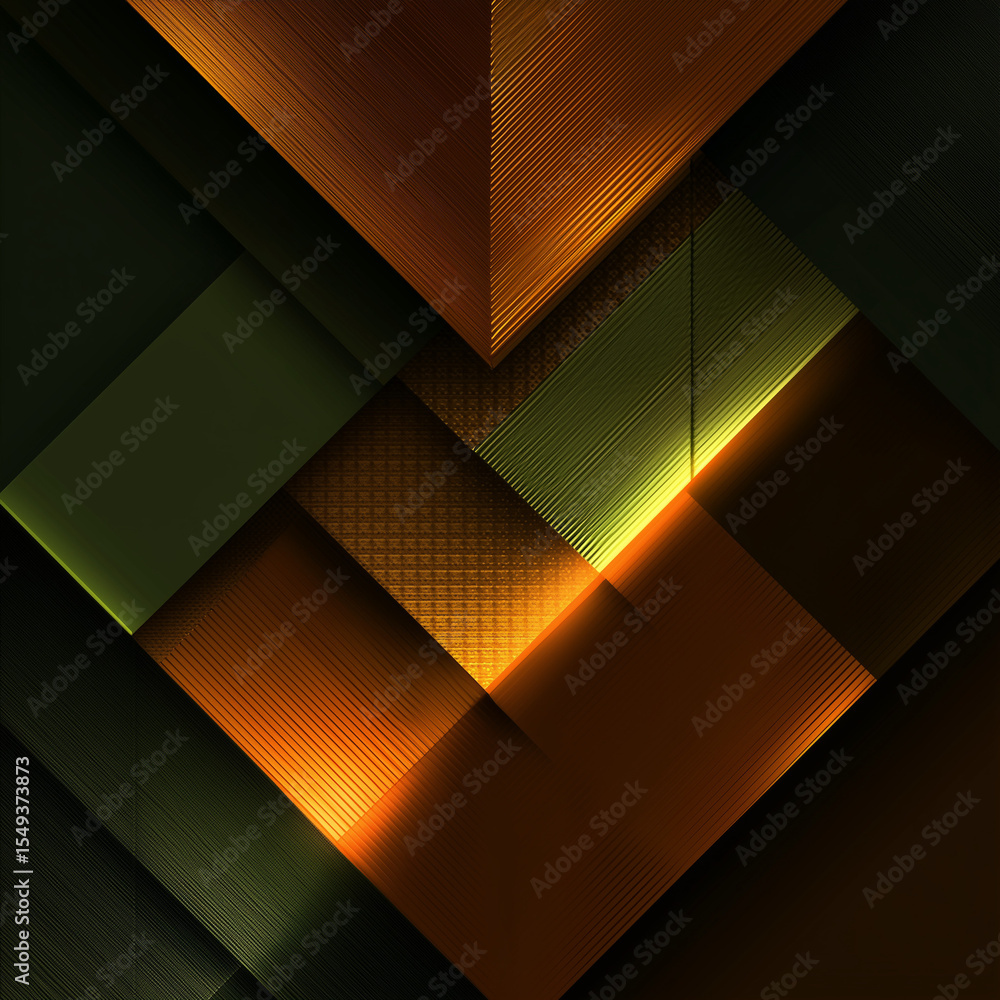Poster abstract geometric design with intersecting planes and golden light accent