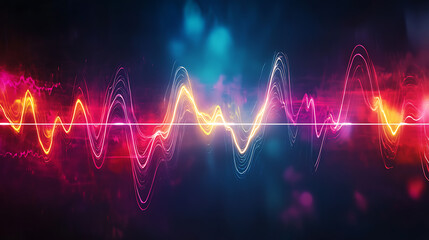 Vibrant Audio Waveforms in a Colorful Abstract Background