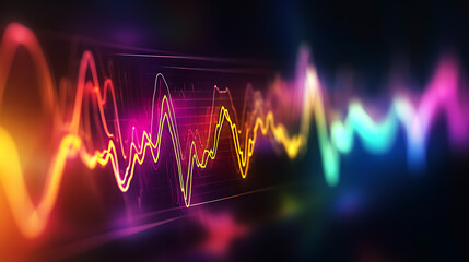Vibrant Audio Spectrum Visualization with Colorful Waveforms