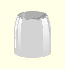 Glass transparent bowl plate for kitchen, cooking, serving salad, baking, metal flower vase. Vector illustration