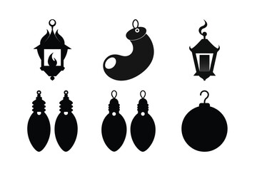 Elegant Silhouette Ornaments Lantern, Bulb, and Unique Shapes