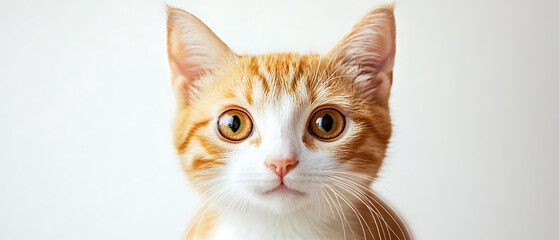 Close-up of an Orange and White Kitten with Expressive Eyes