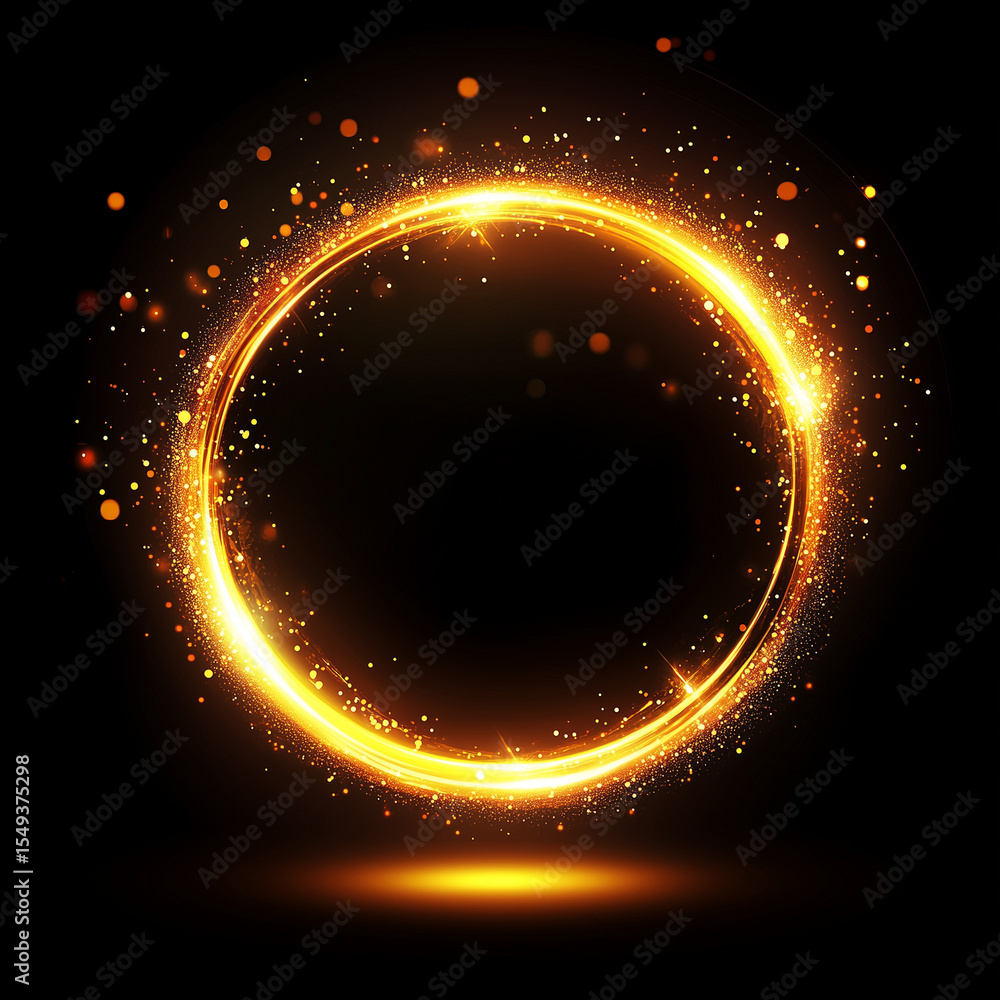 Aufkleber golden circle light effect with sparkling particles on transparent background