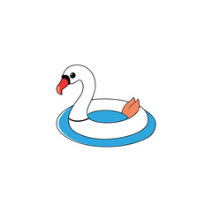 designer floaty swan pool toy in vibrant summer pool paradise Vector illustration