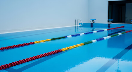 Indoor swimming pool with colorful lane markers, ideal for heatwave survival and training