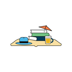 digital detox summer weekend setup with books and seaside relaxation Vector illustration