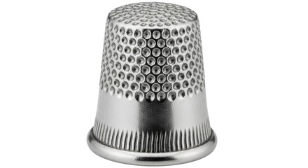 Isolated Silver Thimble on White Background