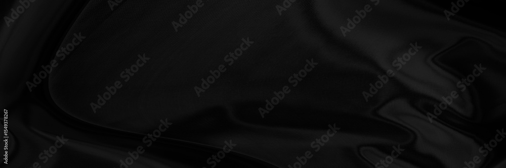 Poster black gray satin dark fabric texture luxurious shiny that is abstract silk cloth panorama background
