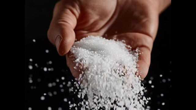 Exploring the texture and properties of salt in a hand