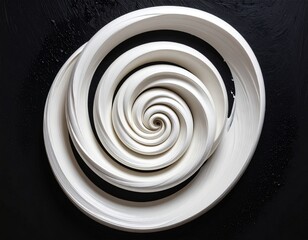 Abstract White Spiral Design On Black Background