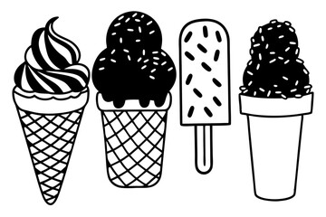 Bright and Playful Ice Cream Variations Vector Design