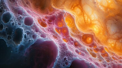 Vibrant Fractal Texture with Bubbles and Lava-Like Flow
