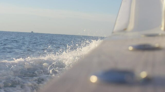Sailing through waters near Point Pleasant, NJ, boat point of view