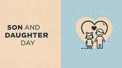 National Son and Daughter Day Animation – Heartwarming Family Design Celebrating Parental Love and the Special Bond Between Parents and Their Children with Playful Illustrations