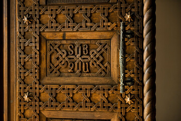 Wooden door. Mother Cathedral of the Armenian Apostolic Church of Etchmiadzin. Vagharshapat,...