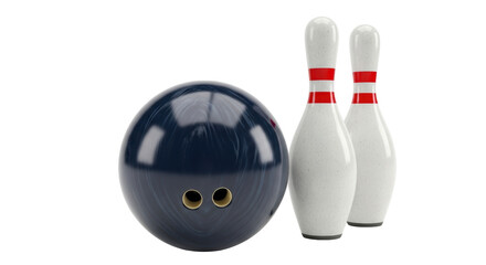 Isolated Bowling Ball and Pins