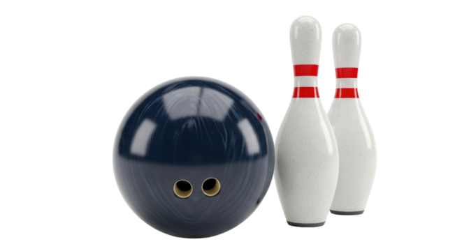 Isolated Bowling Ball and Pins