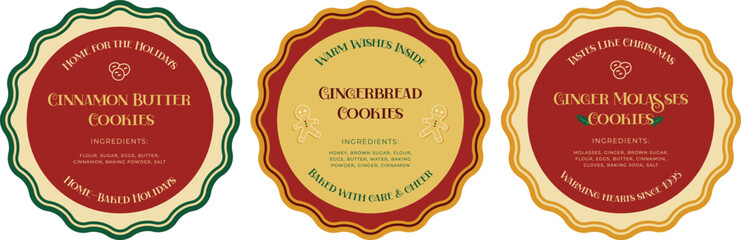 Set of vintage round bakery Labels