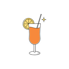 sparkling citrus summer mocktail in crystal glass with garnish Vector illustration