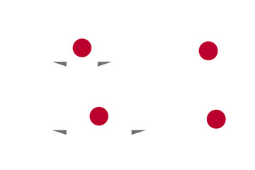 Set of Japanese Flag or Flag of Japan including Short and Long Folded Ribbon Banner Style, Standard Plain and Round Shapes. Vector Image.