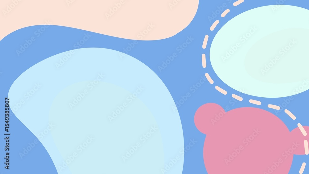 Poster the distinctive background of the various shapes floating freely on the background color.
