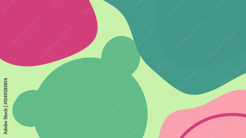 Poster the distinctive background of the various shapes floating freely on the background color.