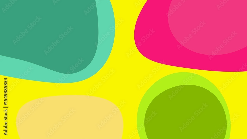 Poster the distinctive background of the various shapes floating freely on the background color.